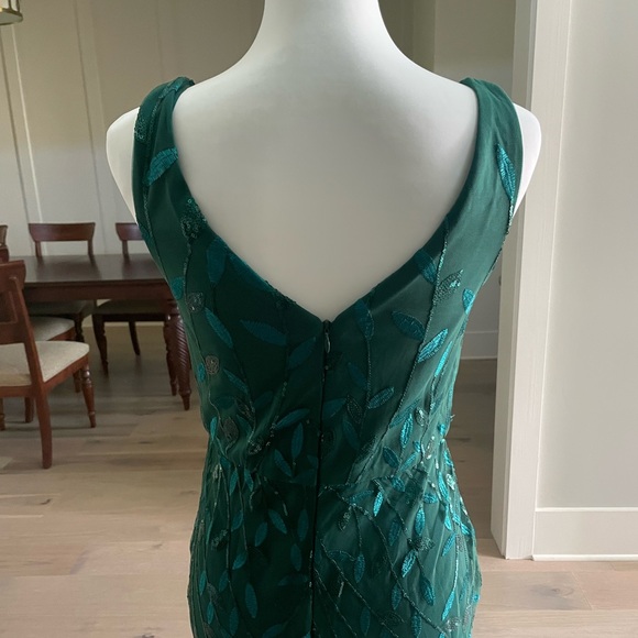 Ever Pretty Emerald Gown V-Neck Leaf Sequin Mermaid Formal Evening Dress w Tulle - Picture 4 of 11